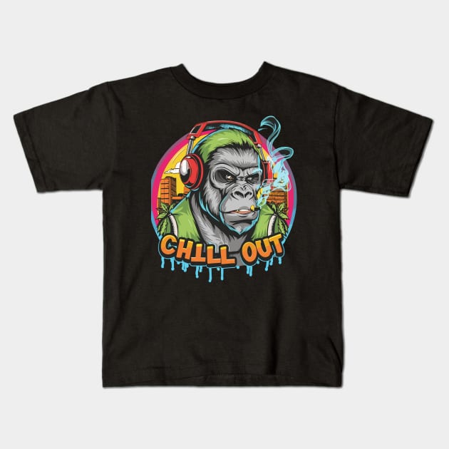 Jungle Rhythm: The Hip Hop Gorilla Kids T-Shirt by diegotorres